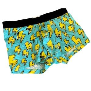 MeUndies Men's Small Lightening Bolt Yellow Teal Trunk Underwear NEW
